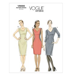 8666 EZ VOGUE PULLOVER PANEL DRESS POCKETS OR NOT PATTERN 8-12